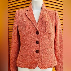J crew NWOT wool (84%) leather buttons (3) blazer brick tweed lapels fully lined